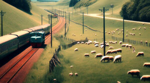 tren y ovejas