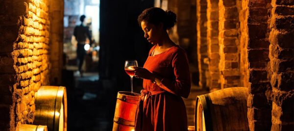 cata de vino en una bodega de La Rioja