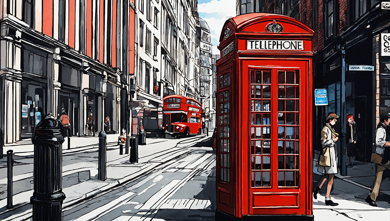 A telephone booth on the street