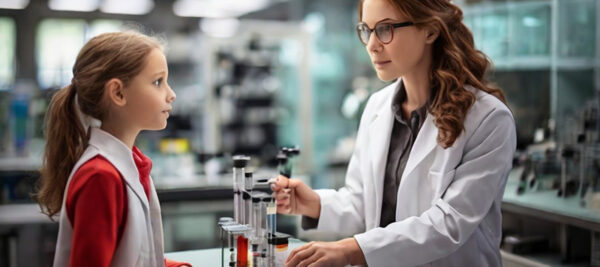 Default female scientist explaining to a girl in a laboratory 3
